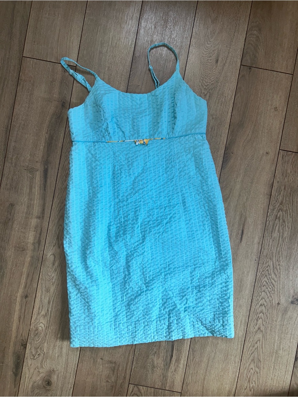 Aqua Textured Spaghetti Strap Dress